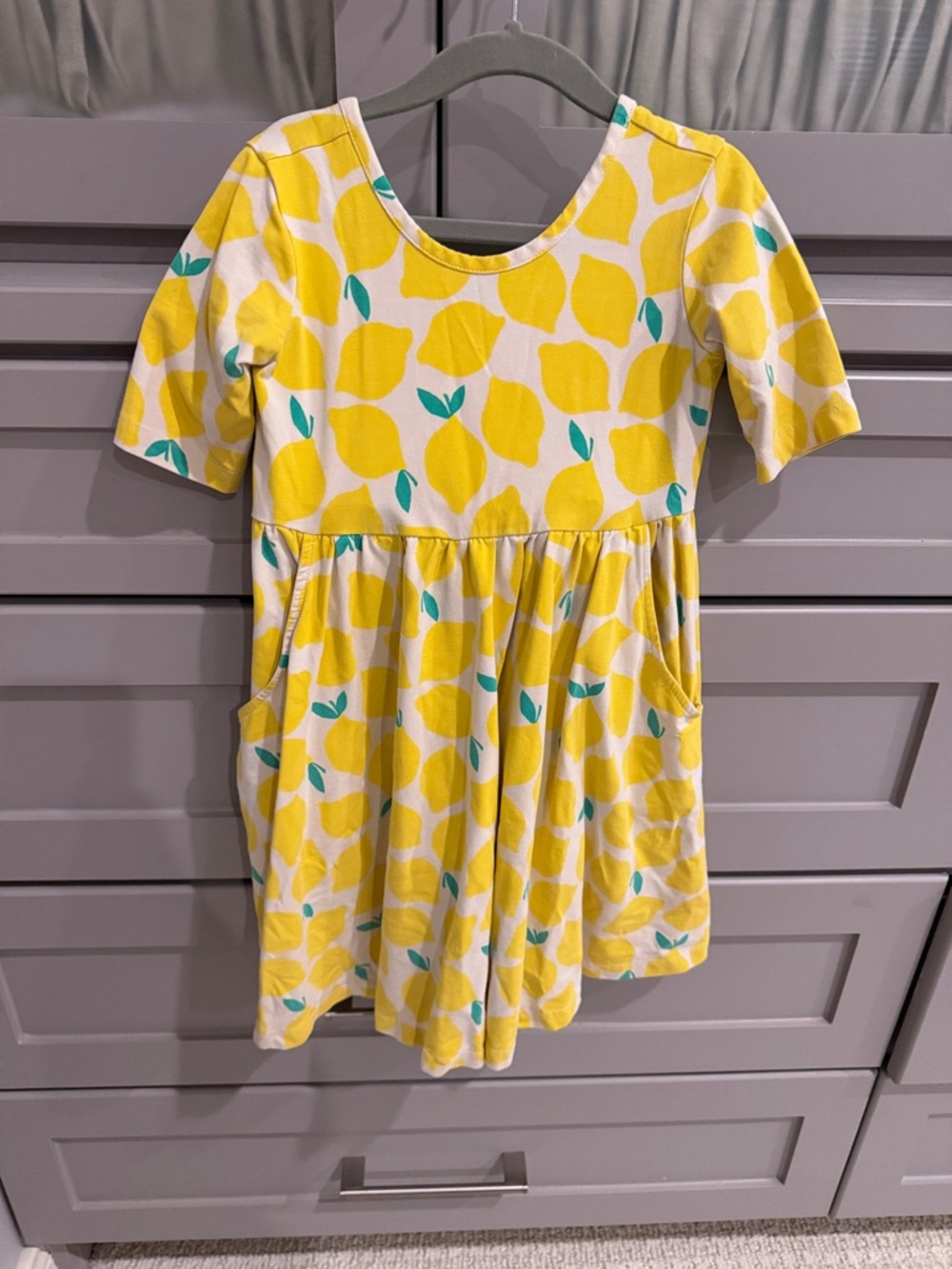 Hanna Andersson Yellow Lemon Print Short Sleeve Dress